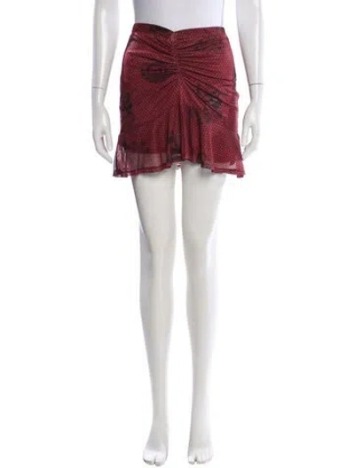 Pre-owned Miaou Ruffle Embellishment Mini Skirt In Red