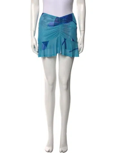 Pre-owned Miaou Ruffle Embellishment Mini Skirt W/ Tags In Blue