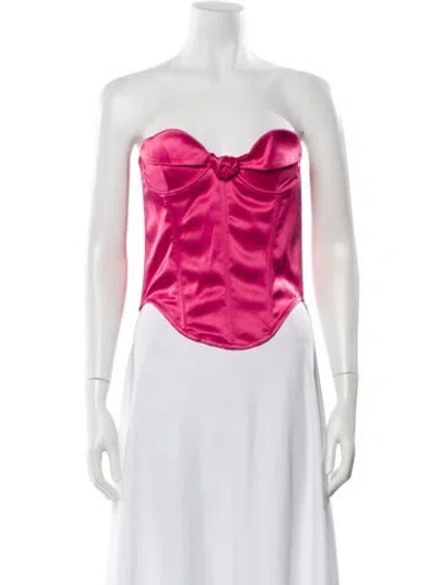 Pre-owned Miaou Satin Strapless Crop Top W/ Tags In Pink