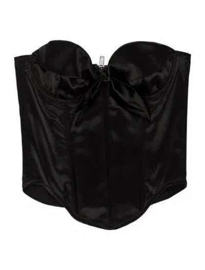 Pre-owned Miaou Satin Strapless Top In Black