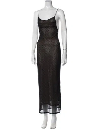 Pre-owned Miaou Scoop Neck Long Dress In Black