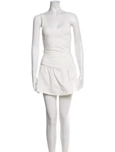 Pre-owned Miaou Scoop Neck Mini Dress In White