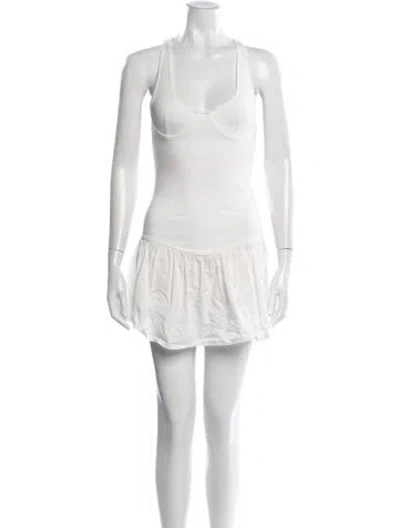 Pre-owned Miaou Scoop Neck Mini Dress In White