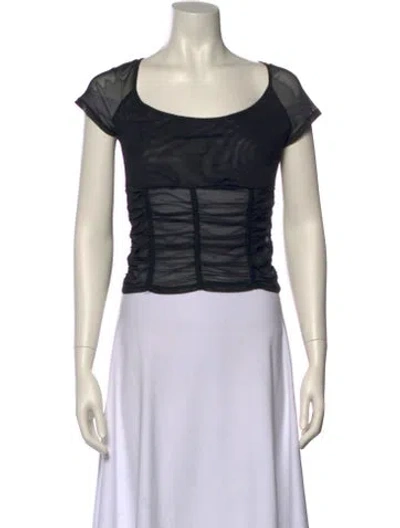 Pre-owned Miaou Scoop Neck Short Sleeve Crop Top In Neutral