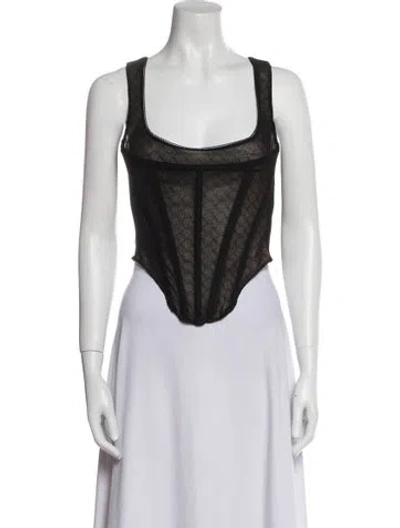 Pre-owned Miaou Scoop Neck Sleeveless Crop Top In Black