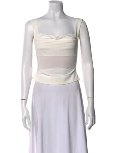 Pre-owned Miaou Scoop Neck Sleeveless Crop Top In White