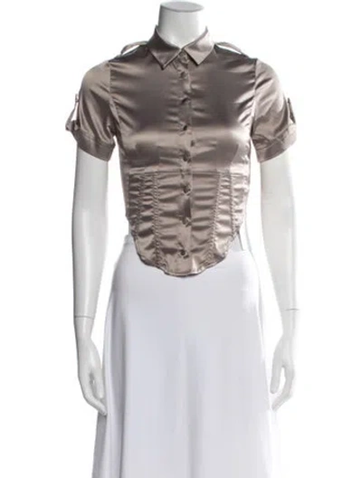 Pre-owned Miaou Short Sleeve Button-up Top In Multi