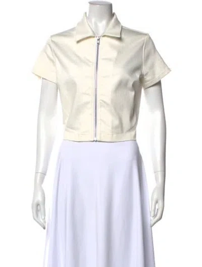 Pre-owned Miaou Short Sleeve Crop Top In White