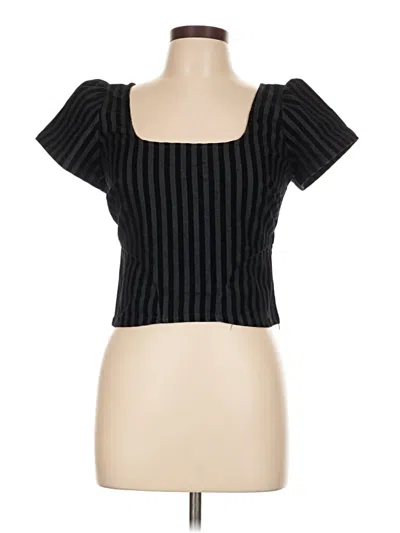 Pre-owned Miaou Short Sleeve Top Black Square Neckline Tops