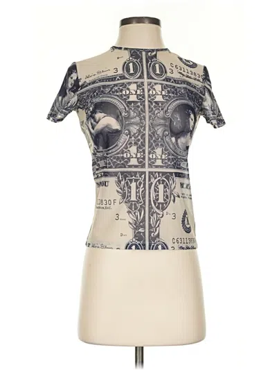 Pre-owned Miaou Short Sleeve Top Ivory Keyhole Neckline Tops