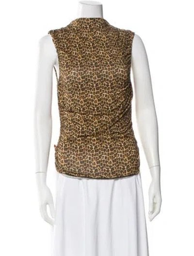Pre-owned Miaou Silk Animal Print Top W/ Tags In Gold