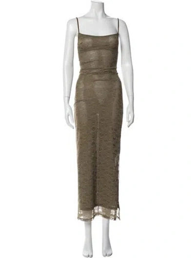 Pre-owned Miaou Square Neckline Long Dress In Green