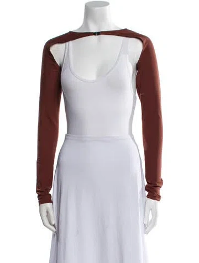 Pre-owned Miaou Square Neckline Long Sleeve Crop Top In Black