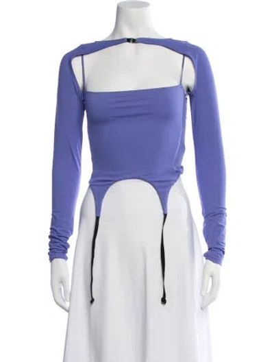 Pre-owned Miaou Square Neckline Long Sleeve Top In Purple
