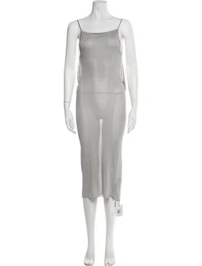 Pre-owned Miaou Square Neckline Midi Length Dress W/ Tags In Gray