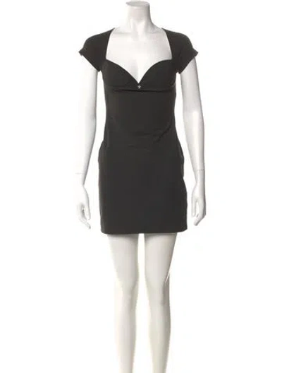Pre-owned Miaou Square Neckline Mini Dress In Black