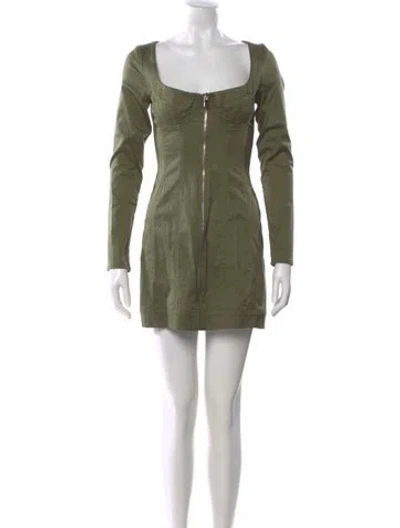 Pre-owned Miaou Square Neckline Mini Dress In Green