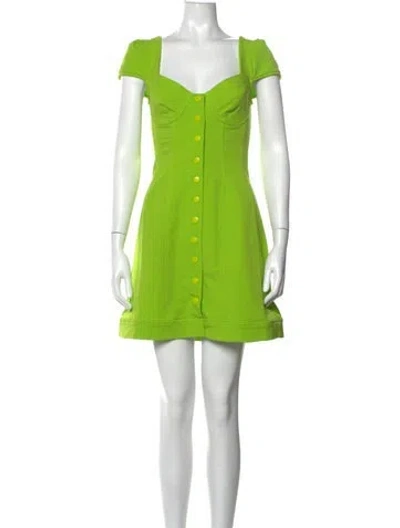 Pre-owned Miaou Square Neckline Mini Dress In Green