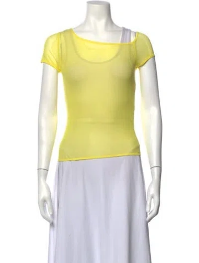 Pre-owned Miaou Square Neckline Short Sleeve Top In Yellow