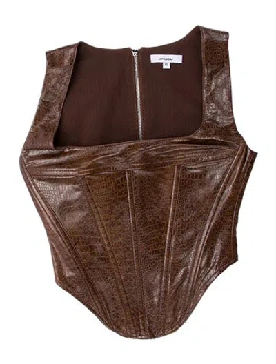 Pre-owned Miaou Square Neckline Sleeveless Bodysuit In Brown
