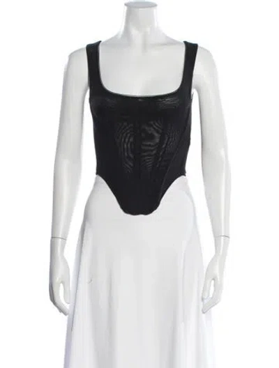 Pre-owned Miaou Square Neckline Sleeveless Bodysuit In White