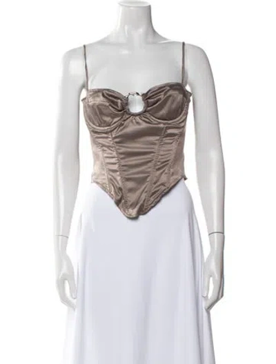 Pre-owned Miaou Square Neckline Sleeveless Crop Top