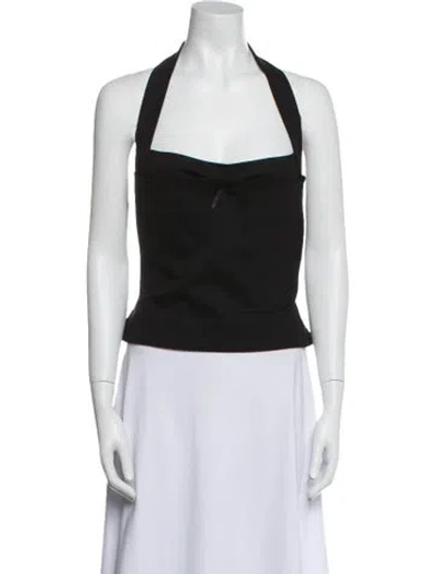 Pre-owned Miaou Square Neckline Sleeveless Crop Top In Black