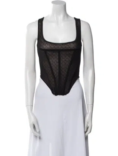 Pre-owned Miaou Square Neckline Sleeveless Crop Top In Black