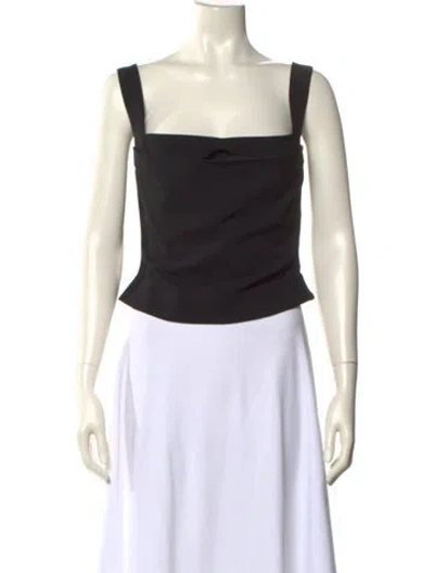 Pre-owned Miaou Square Neckline Sleeveless Crop Top In Black