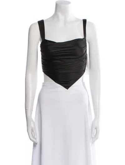 Pre-owned Miaou Square Neckline Sleeveless Crop Top In Black