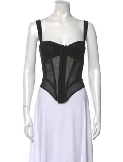 Pre-owned Miaou Square Neckline Sleeveless Crop Top In Black