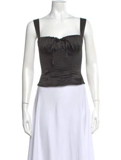 Pre-owned Miaou Square Neckline Sleeveless Crop Top In Black