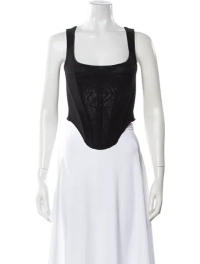 Pre-owned Miaou Square Neckline Sleeveless Crop Top In Black