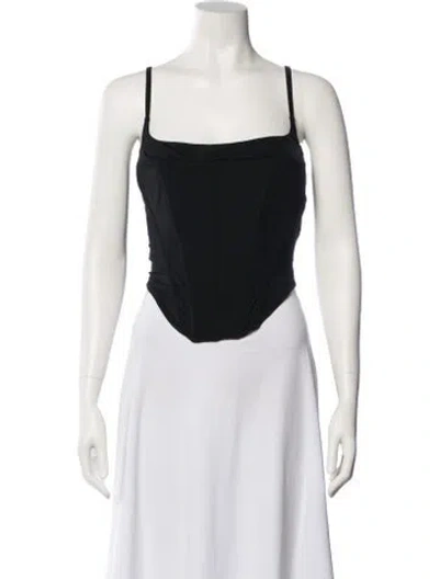 Pre-owned Miaou Square Neckline Sleeveless Crop Top In Black