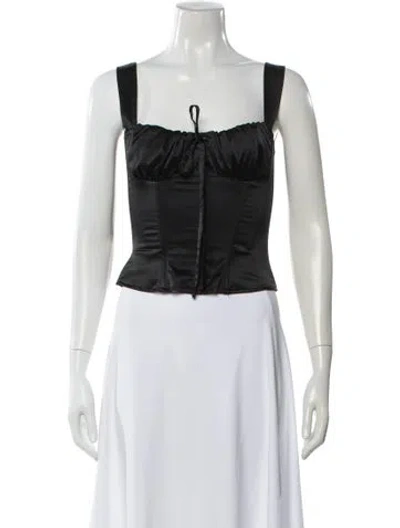 Pre-owned Miaou Square Neckline Sleeveless Crop Top In Black