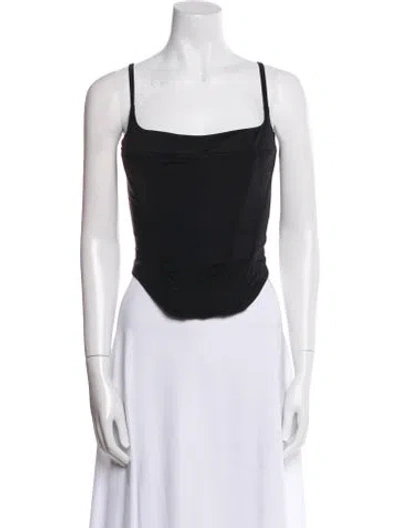 Pre-owned Miaou Square Neckline Sleeveless Crop Top In Black