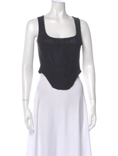 Pre-owned Miaou Square Neckline Sleeveless Crop Top In Black