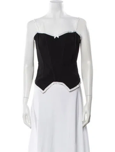 Pre-owned Miaou Square Neckline Sleeveless Crop Top In Black