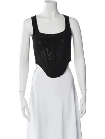 Pre-owned Miaou Square Neckline Sleeveless Crop Top In Black