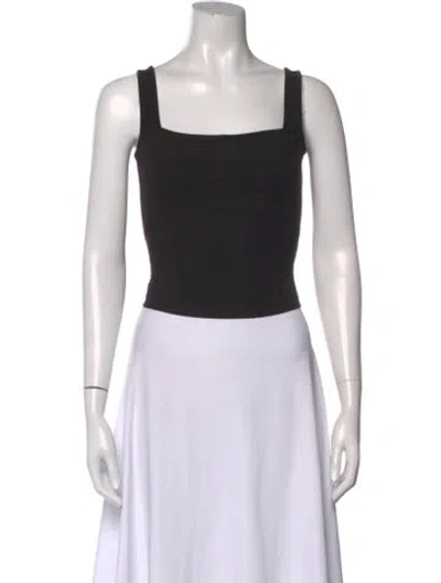 Pre-owned Miaou Square Neckline Sleeveless Crop Top In Black