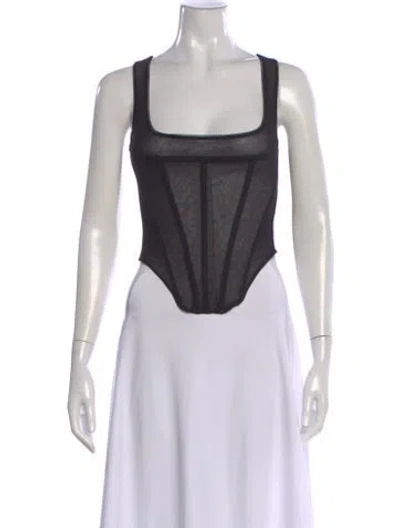 Pre-owned Miaou Square Neckline Sleeveless Crop Top In Black