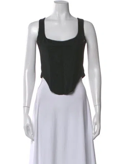 Pre-owned Miaou Square Neckline Sleeveless Crop Top In Black