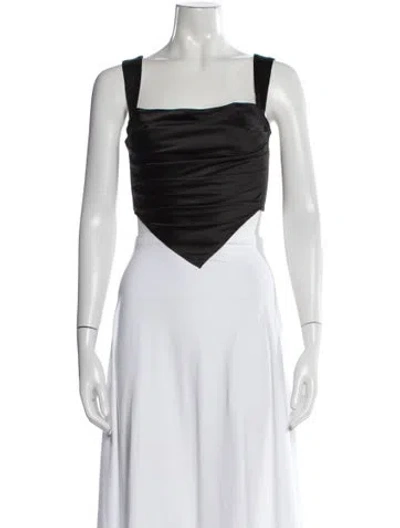 Pre-owned Miaou Square Neckline Sleeveless Crop Top In Black