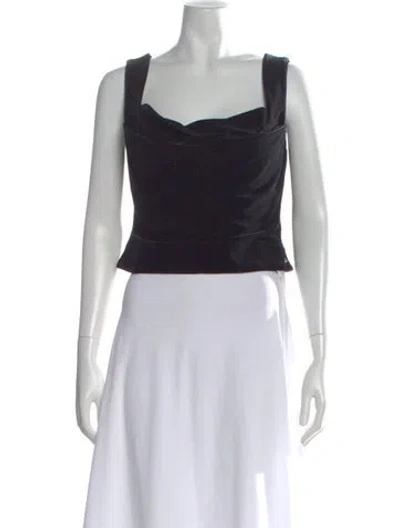 Pre-owned Miaou Square Neckline Sleeveless Crop Top In Black