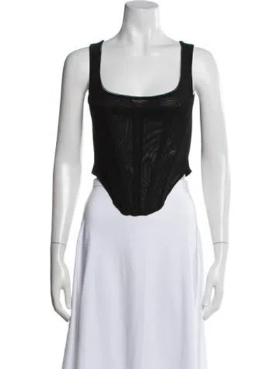 Pre-owned Miaou Square Neckline Sleeveless Crop Top In Black
