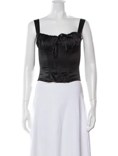 Pre-owned Miaou Square Neckline Sleeveless Crop Top In Black