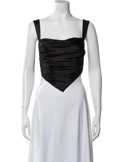 Pre-owned Miaou Square Neckline Sleeveless Crop Top In Black