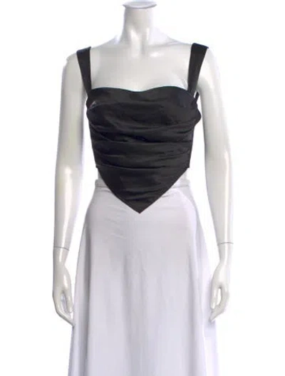 Pre-owned Miaou Square Neckline Sleeveless Crop Top In Black