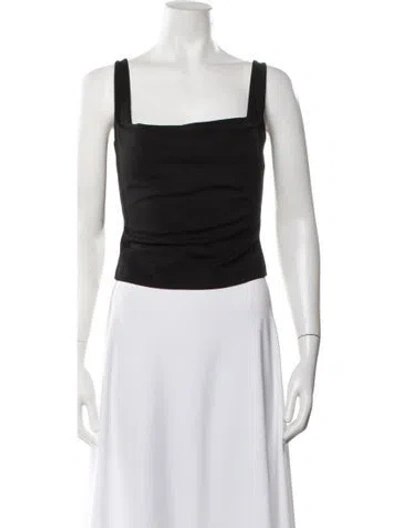 Pre-owned Miaou Square Neckline Sleeveless Crop Top In Black