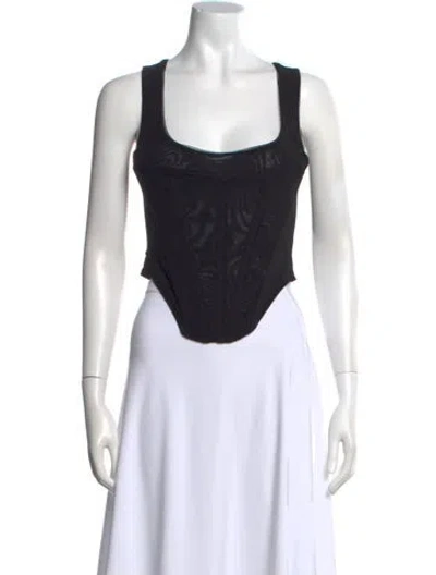 Pre-owned Miaou Square Neckline Sleeveless Crop Top In Black